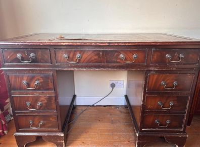 Vintage Mahogany Twin Pedestal Desk. Perfect for a Restoration Project
