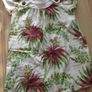 ladies tropical palm tree white top with green + pink floral design  small 8 -10 Image 8