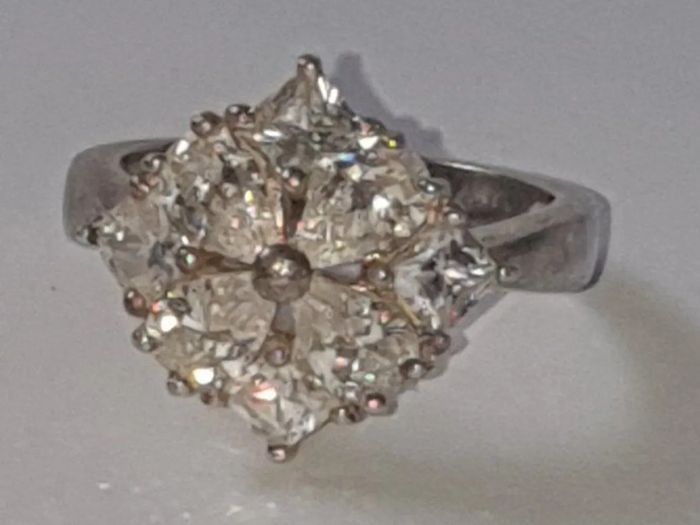 Pristine Vintage Silver & White Sapphire Ring