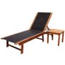 Sun Lounger with Table Solid Acacia Wood and Textilene Image 5