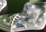 funky vans high tops with cool US flag stars print.