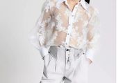 RIVER ISLAND white daisy print sheer blouse Sz 16UK - Bnwt Rrp 40 sterling