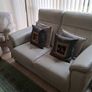 Stunning Harvey Norman Cream Italian Leather Two Seater Sofa Image 3