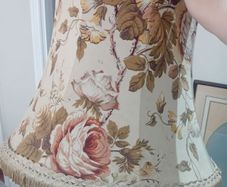 large vintage fringed rose print lampshade