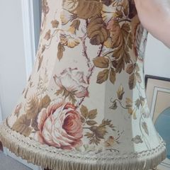 large vintage fringed rose print lampshade
