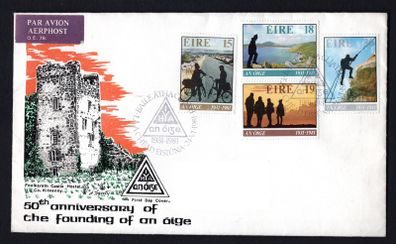 1981 Ireland 50th Anniversary of the Founding of An Oige Commemorative Stamp Addressed Hibernian First Day Cover (FDC)