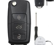 Volkswagen VW Key Fob Case Cover Golf MK5 Key Case Skoda Fabia VW Caddy Passat B5 Seat Leon MK2 Skoda Octavia Superb with Battery CR2023