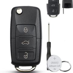 Volkswagen VW Key Fob Case Cover Golf MK5 Key Case Skoda Fabia VW Caddy Passat B5 Seat Leon MK2 Skoda Octavia Superb with Battery CR2023