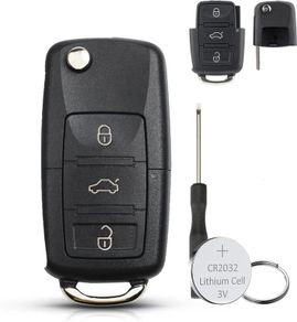 Volkswagen VW Key Fob Case Cover Golf MK5 Key Case Skoda Fabia VW Caddy Passat B5 Seat Leon MK2 Skoda Octavia Superb with Battery CR2023