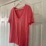 Pink Short Sleeve V Neck T-Shirt Image 2