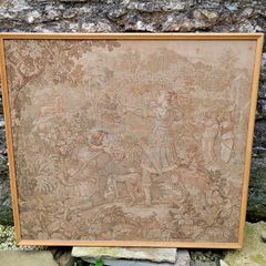 Mid-century italian framed hunt scene tapestry