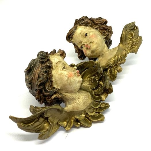 Vintage Hand Painted Pair Of Putto Heads