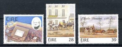 Ireland 1986 - Scott #674-676 William Mulready & Charles Bianconi - Mint Never Hinged