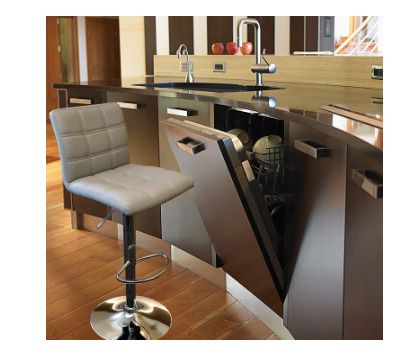 Modern Bar Stools Set of 2 Leatherette   Exterior,Double Needle Sewing,Height Adjustable,Chrome Footrest and Base,Bar Chairs for Kitchens,Counter and Home (Grey)