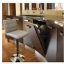 Modern Bar Stools Set of 2 Leatherette   Exterior,Double Needle Sewing,Height Adjustable,Chrome Footrest and Base,Bar Chairs for Kitchens,Counter and Home (Grey) Image 2