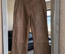 Zara ZW Leather Collection 100% Sheepskin Leather Trousers Brown Size L