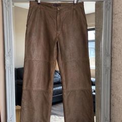 Zara ZW Leather Collection 100% Sheepskin Leather Trousers Brown Size L