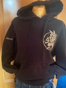 Superdry black hoodie w/ design - size M