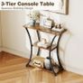 Narrow Console Table with 3 Tiers, Slim Hallway Table with Curved Metal Frame and Open Shelves, Entryway or Sofa Table for Living Room and Foyer (Rustic Brown) Image 5
