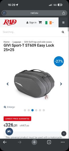 Givi T sport easy lock bike storage bags