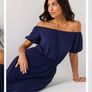 navy Bardot Plus size curve summer dress Image 2
