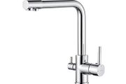 GRIFEMA G4003 3 in1 Kitchen Mixer Tap with Drinking Filtered Water Outlet, Dual Lever Water Sink Tap, 3/8 Inch Hose, Chrome