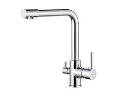 GRIFEMA G4003 3 in1 Kitchen Mixer Tap with Drinking Filtered Water Outlet, Dual Lever Water Sink Tap, 3/8 Inch Hose, Chrome