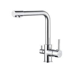 GRIFEMA G4003 3 in1 Kitchen Mixer Tap with Drinking Filtered Water Outlet, Dual Lever Water Sink Tap, 3/8 Inch Hose, Chrome