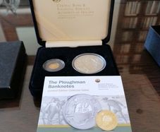 Proof euro coin set ,Ploughman 20 gold and 10 silver