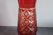 Vintage russian red cut crystal vase