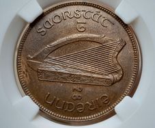 1928 Ireland 1d penny Prooflike High grade Unc coin standard post included using An post digital stamp 2.85 Read description