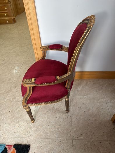 Gold & red velvet chair