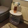 White Tall Mirror, Wire Side Table, Wire Shelves, Grey Fabric Bench, 6 White Framed Prints Image 2