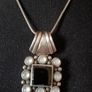Vintage Black Onyx and Moonstone Sterling Silver Pendant Set Image 3