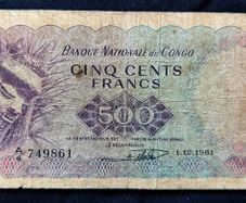 CONGO (Democratic Republic) - 500 Francs 1962 Banknote Note - P 7a P7a (VG) RARE
