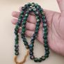 Vintage African Eyes Green Glass Beads Necklace 22 inches Image 5