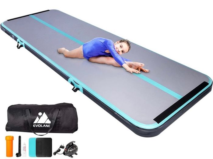3M Inflatable Gymnastics Mat Tumbling Mat, 10cm Thick Practice Gymnastics Workout Mat Practice for Home Use, Beach, Park Exercise Fitness (FREE POSTAGE)