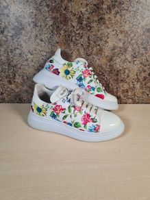 womens MARCO MOREO Black Label Platform trainers flowers floral pattern Size UK 6 EU 39