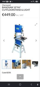 Charnwood B250 10" premium bandsaw with W522 wheel kit