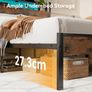 4ft6 Double Bed Frame with Storage Wooden Headboard | LED Light & Charging Station, Platform Metal Bed Frame Double with Underbed Storage Image 4