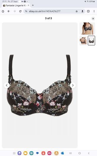 Fantasie Kimberley - Underwired Side Support Bra 30F and Briefs XS - Black Floral - BNWT RRP 58