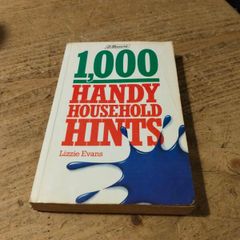 vintage 1980s paperback copy of 1000 Handy Household Hints by Lizzie Evans.
