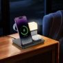 Hoco CQ9 Crown 3-in-1 Night Light Wireless Fast Charger with Clock 15W Black Image 2