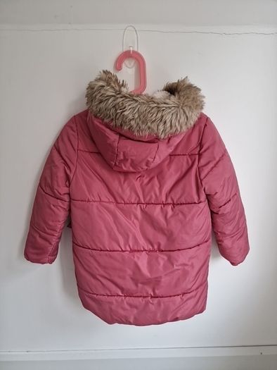 Girls 5-6yrs pink padded hooded coat & gloves