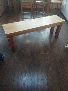 Heavy wooden bench , interior.