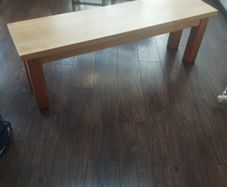 Heavy wooden bench , interior.