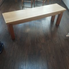 Heavy wooden bench , interior.