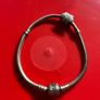 Pandora Moments Barrel Clasp Snake Chain Bracelet with silver Sparkling Paw Print Charm Image 6