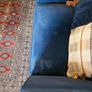 L shaped sofa/couch, blue velvet. Image 4