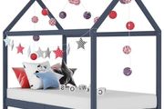 Kids Bed Frame Grey Solid Pine Wood 90x200 cm